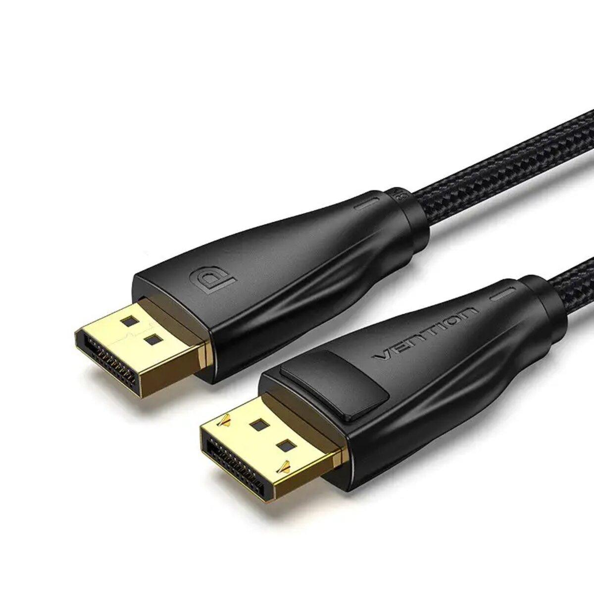 Кабель Vention DisplayPort, 1 м, v1.4 чорний, 8K 60 Hz, 4K 144Hz, 2K 165Hz, 1080P 240Hz (HCCBF)