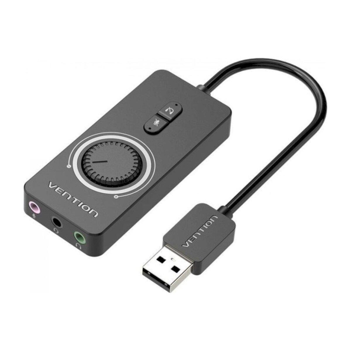 Адаптер Vention USB 2.0 External Stereo Sound Adapter with Volume Control 0.15M Black ABS Type (CDRBB) lly
