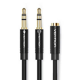 Аудіокабель Vention 2*3.5mm Male to 4 Pole 3.5mm Female Audio Cable 0.3M Black ABS Type (BBTBY) yL.