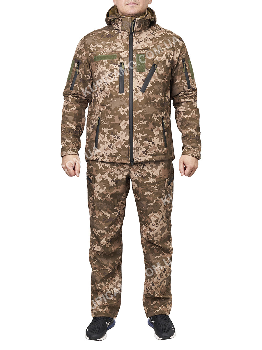 Костюм тактичний Soft shell водонепроникний на флісі (46,48,50,54,56,58р) - фото 1 - id-p1706755682
