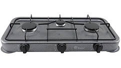 Плита газова настільна Domotec MS-6603 на 3 конфорки, чорна
