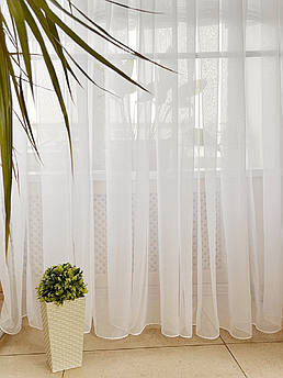 Тюль залишок 4 м вуаль молочний бамбук з обважнювачем