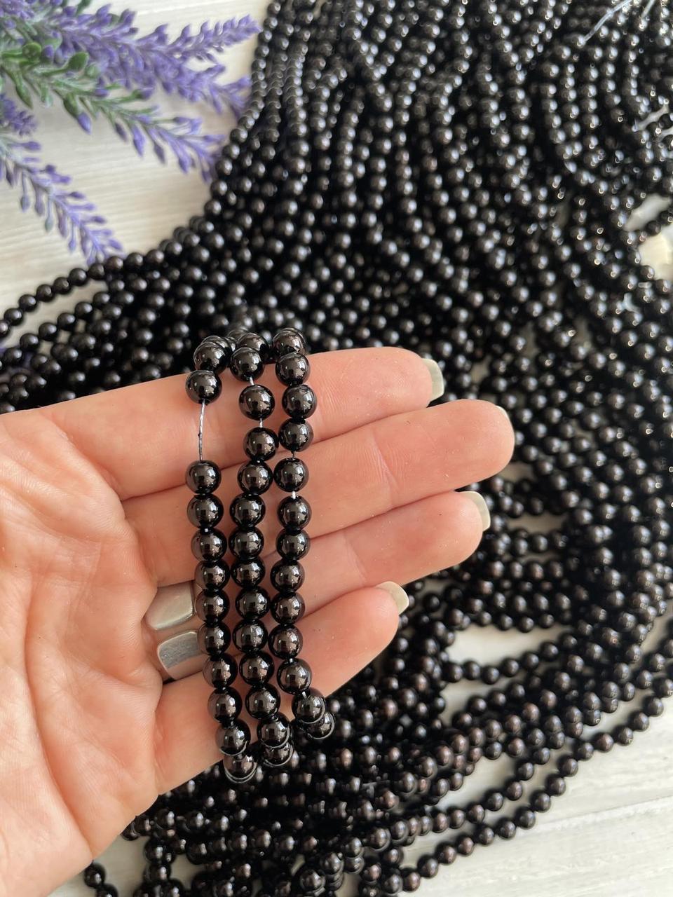 Намистини Перли на нитці "Люкс" 6 мм  чорні  500 грам