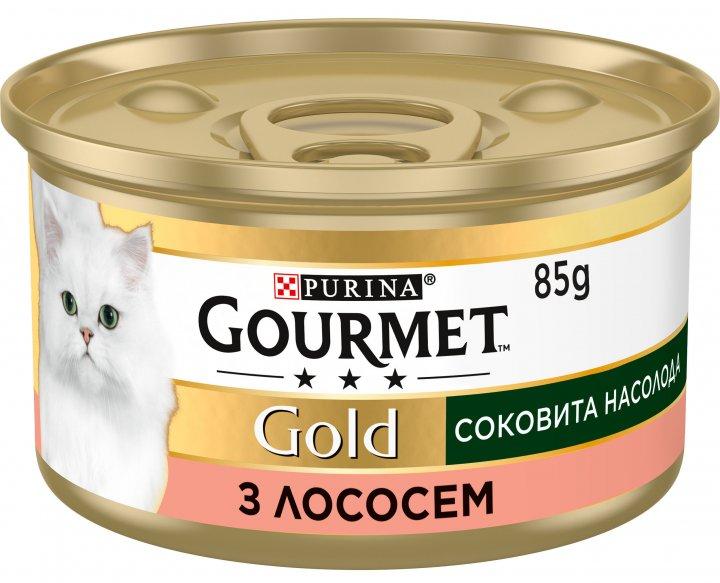 Purina Gourmet Gold Соковита насолода з лососем  85 г вологий корм для кішок, фото 1