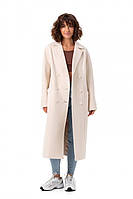 Пальто женское миди, демисезонное, кашемировое, шерстяное, двубортное, осеннее, весеннее, Молочный, 42