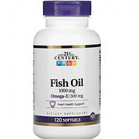 Омега 3 21st Century Fish Oil 1000 mg 120 Softgels PM, код: 7907844