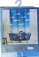 Атласна шторка для ванної кімнати з малюнком дильфінами