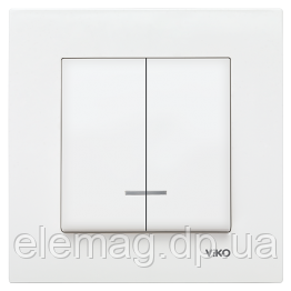 Вимикач 2-клавішний з підсвіткою білий VIKO KARRE