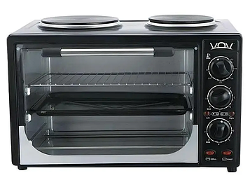 Електродуховка VOV Veohp 30L 1700Вт з 2 конфорками +лоток для піци