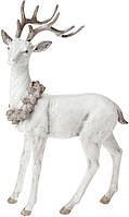 Статуэтка Белый олень с венком из шишек 34.5 см Bona DP42240 AM, код: 6674457