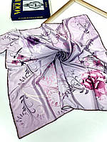 Шелковый платок Бона роза 90*90 см фиолетовый ручная обработка края