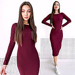Базове плаття з трикотажу резинки завдовжки міді з довгим рукавом (р. 42-46) 9032318, фото 4