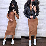 Базове плаття з трикотажу резинки завдовжки міді з довгим рукавом (р. 42-46) 9032318, фото 2