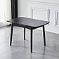 Стіл кераміка розкладний TM-87-1 90-120х75 см чорний матовий з дерев'яними ніжками для маленької кухні, фото 6