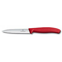 Кухонный нож Victorinox SwissClassic для нарезки 100 мм серрейтор Красный (6.7731) AG, код: 376712