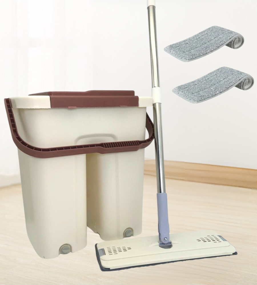 Швабра з відром на 10л SCRATCH ANET з автоматичним віджиманням Телескопічна швабра ледарка для прибирання, фото 1