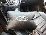 Аксесуар з логотипом автомобіля Ford шкіряна подушка підголовник в машину для подорожей для водія подарунок, фото 5