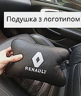 Подушка из натуральной кожи с логотипом автомобиля подголовник Renault с вышивкой марки автомобилей под шею.