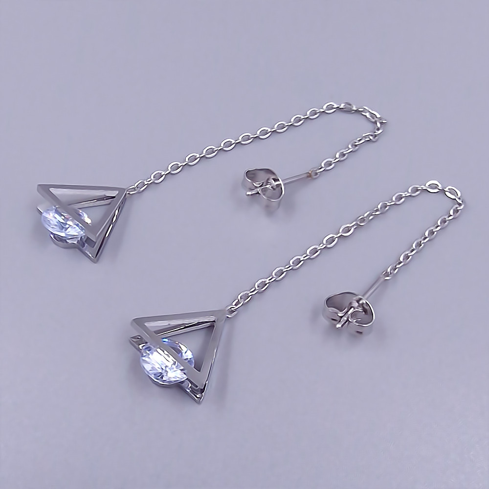Сережки-протяжки Stainless Steel. Сталь. Родій. Довжина: 83 мм. Ширина: 12 мм.