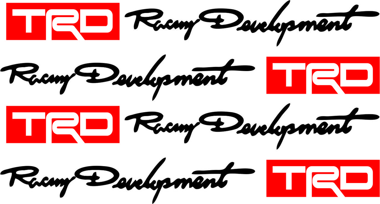 Комплект наклеек Racing Development TRD - Черные с красным (4 штуки)