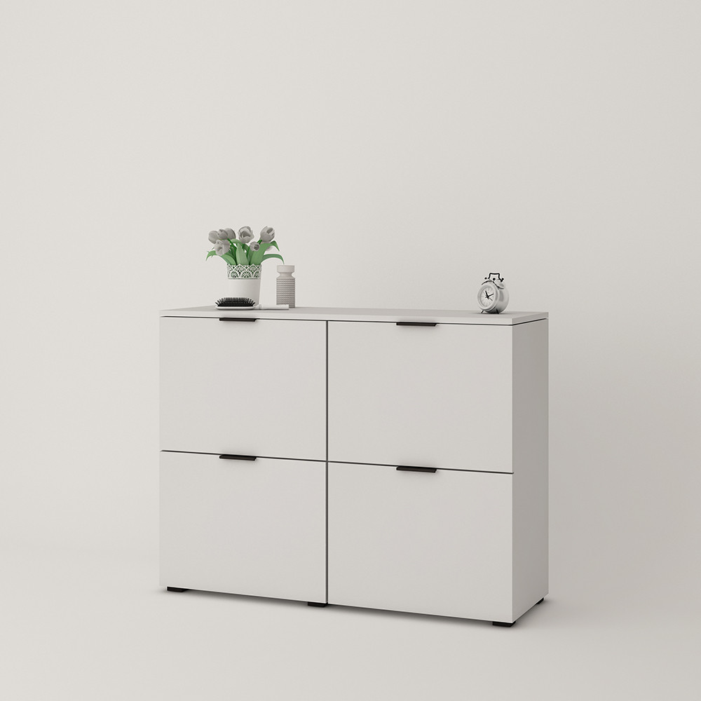 Сучасна стильна біла тумба комод 120 см з полицями у вітальню зал K3 Сан Маріно