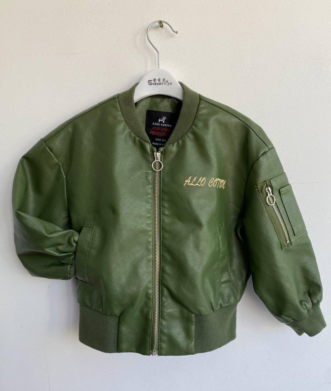 Дитяча шкіряна куртка косуха на спині кактус у вогні Хакі 1721 80, Хаки, Девочка, Весна Лето, 2/3, 3 года, фото 1