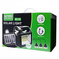 Многофункциональный LED фонарь Cclamp GD-101 с солнечной панелью, 3 лампочки, повербанк Лучшая цена