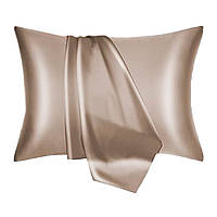 Наволочка для подушки шовкова Love You 50x70 см сіро-бежева (5073)