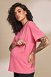 Стильна трикотажна футболка для вагітних та годування MUSE малинова, фото 4