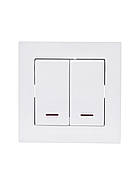 Вимикач подвійний з підсвіткою LEZARD VESNA білий (10 шт./120 шт.), фото 3