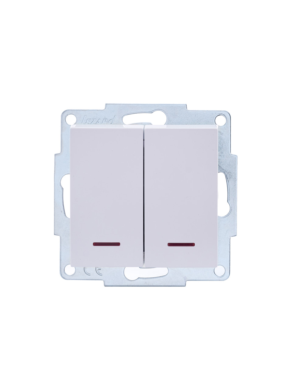 Вимикач подвійний з підсвіткою LEZARD VESNA білий (10 шт./120 шт.), фото 1