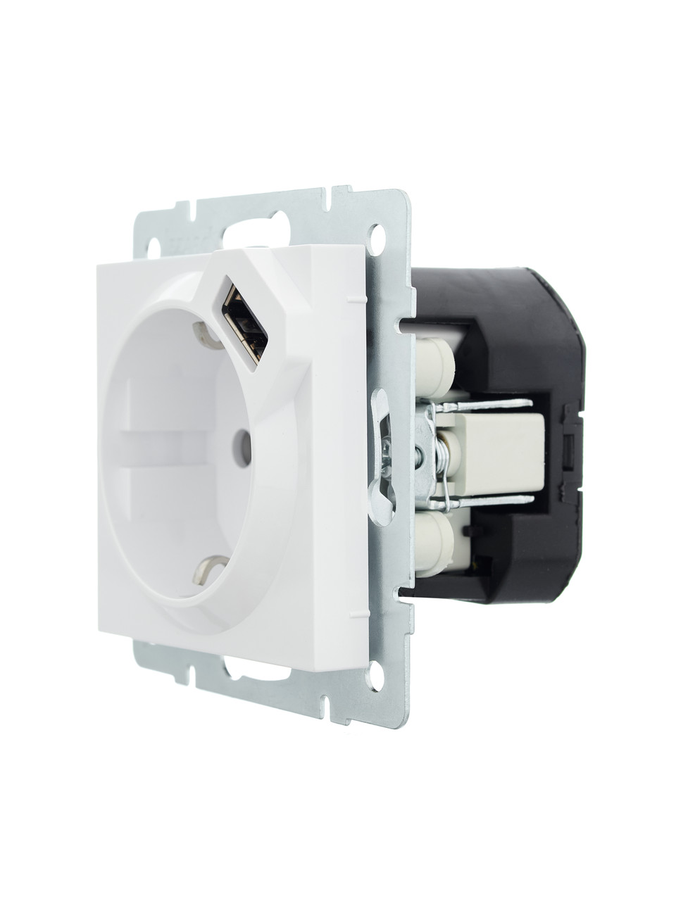 Розетка з/з + USB LEZARD VESNA біла (10 шт./120 шт.) (без рамки), фото 1