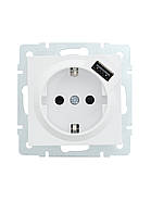 Розетка з/з + USB LEZARD VESNA біла (10 шт./120 шт.) (без рамки), фото 4