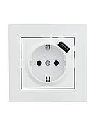 Розетка з/з + USB LEZARD VESNA біла (10 шт./120 шт.) (без рамки), фото 6