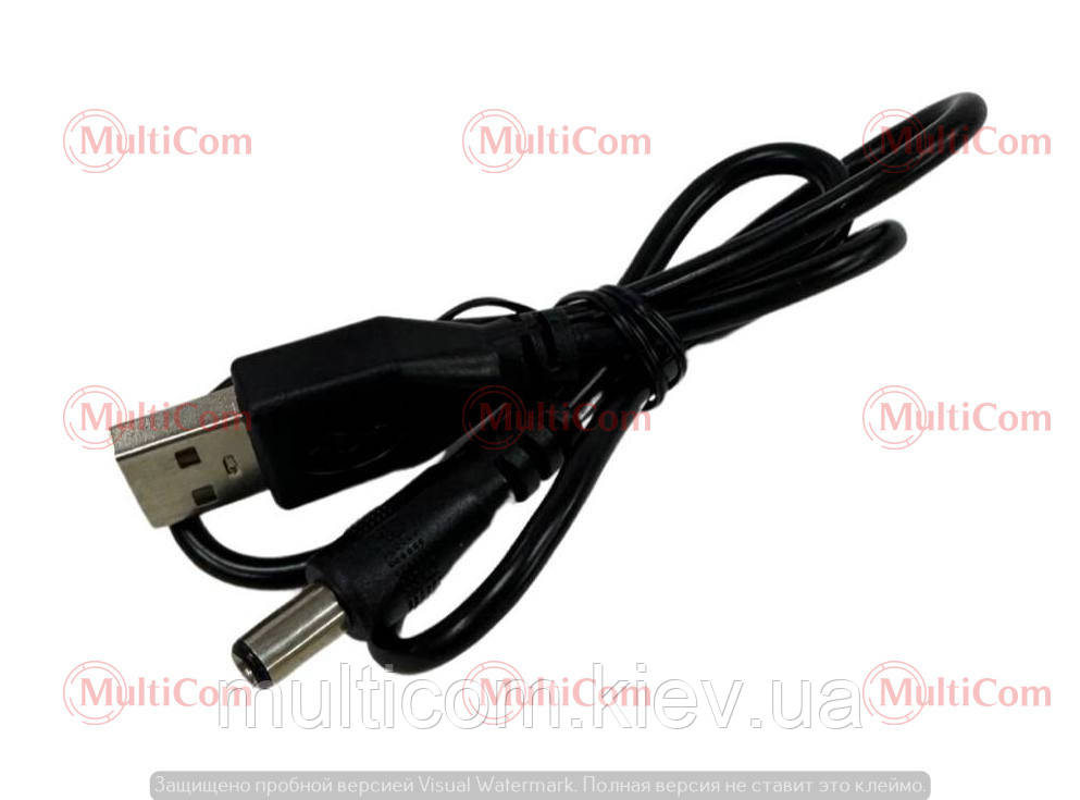 01-14-036. Шнур живлення USB штекер А — шт. 5,5*2,5 мм, чорний, 1 м