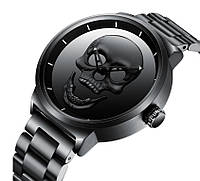 Металлические мужские наручные часы с черепом в стиле PHILIPP PLEIN черные Отличное качество