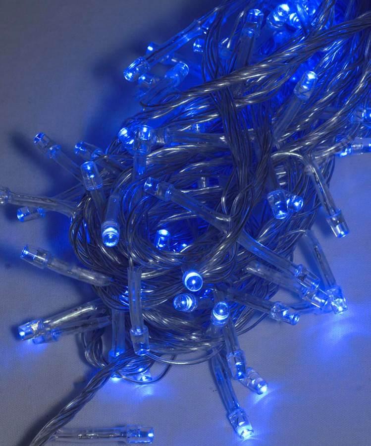 Світлодіодна гірлянда 500 LED класична 5 мм довжина 28 метрів з прозорим дротом світло сине (1150-02) EXP