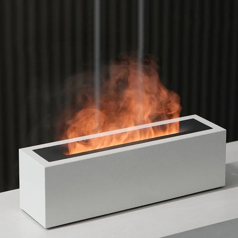 Зволожувач повітря портативний Kinscoter H3 Nordic Style Flame аромадифузор електричний, ефект полум'я, Білий EXP
