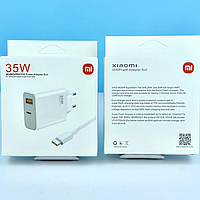 Зарядное устройство с быстрой зарядкой 35W Xiaomi Mi + кабель Type-C |Type-C/USB, 35W| Белый