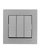 Вимикач потрійний LEZARD VESNA сірий (10 шт./120 шт.), фото 4