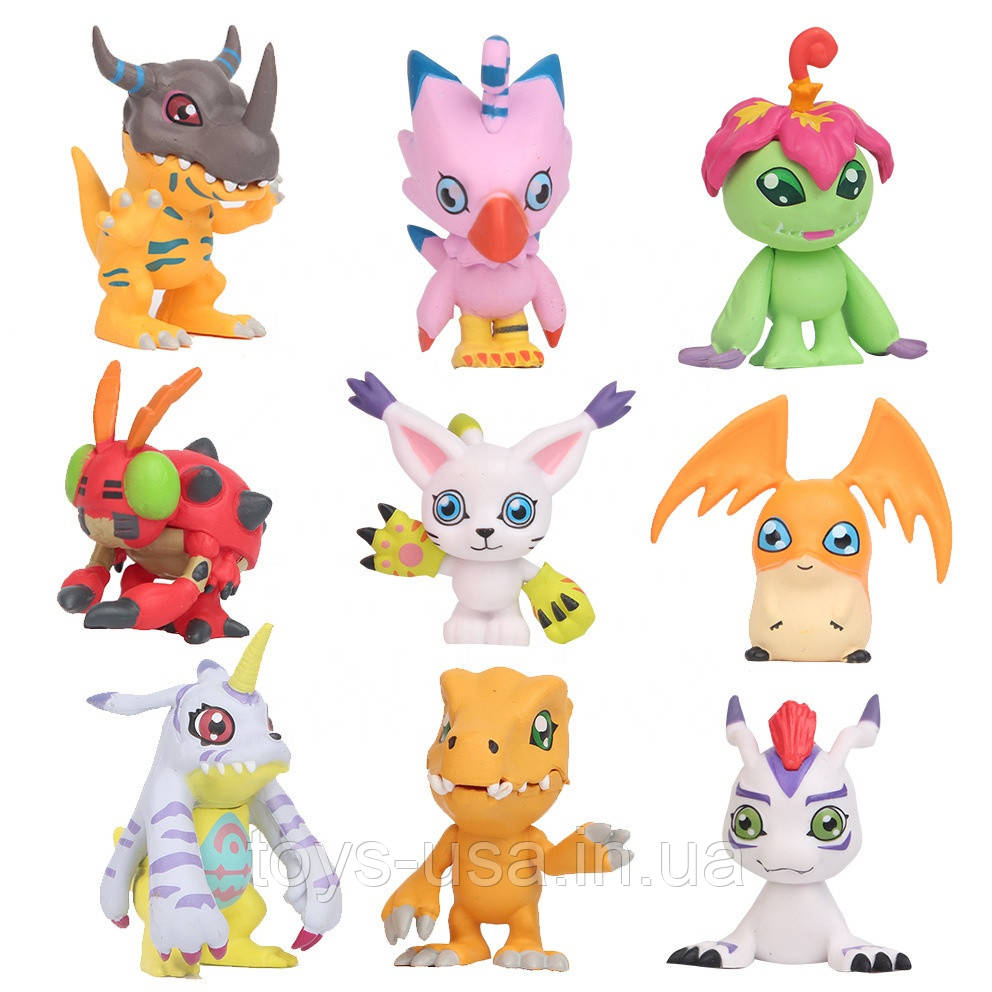 Набір фігурок Дігімон 9в1, 4-5 см — Digimon