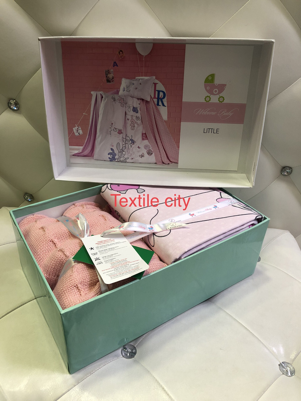 Комплект постільноі білизни  для новонароджених із в'язаним пледом La Romano baby nirvana set