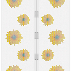 Москітна сітка на магнітах, розсувна шторка на двері від комах біла з соняшниками