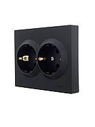 Розетка подвійна с/з ПБТ LEZARD VESNA чорна (10 шт./120 шт.), фото 3