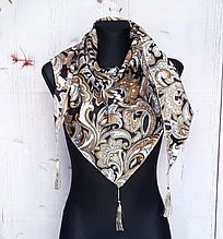 Тепла флісова косинка Блез 160*75 см чорний/бежевий 2324