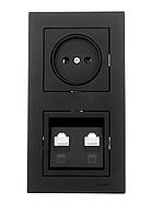 Рамка 2-тя вертикальна LEZARD VESNA чорна (10 шт./120 шт.), фото 2