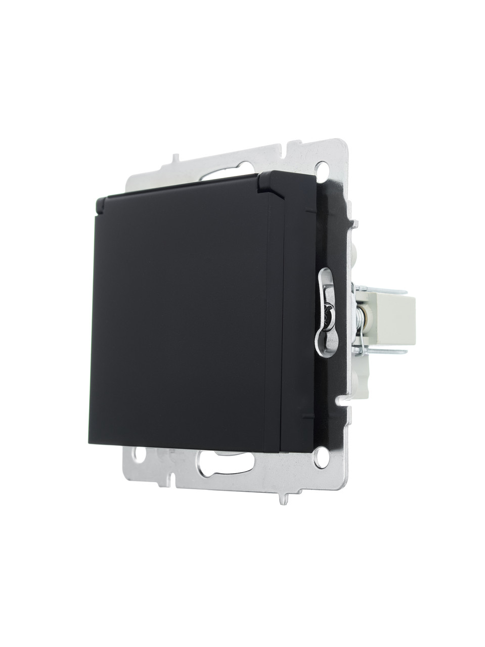 Розетка з/з з кришкою ПБТ LEZARD VESNA чорна (10 шт./120 шт.) (без рамки), фото 1