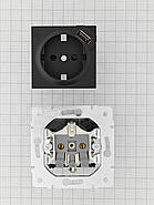 Розетка с/з + USB LEZARD VESNA чорна (10 шт./120 шт.) (без рамки), фото 5