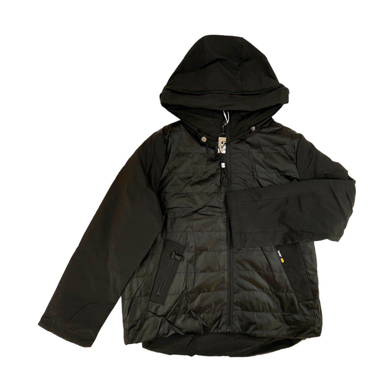 Жіноча осінка куртка чорна, тепла з капюшоном, No 3057, ( р. S-2XL)
