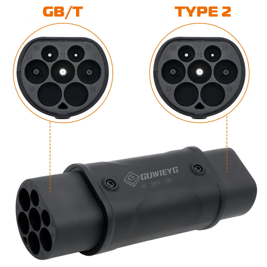 Перехідник Guwieyg Type 2 EU — GBT (GB/T) 1 фаза, 8 кВт, 32A